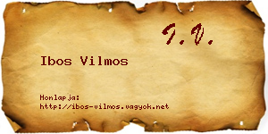 Ibos Vilmos névjegykártya